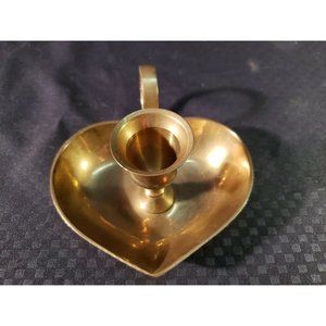 Vintage Hampton Brass Heart Candlestick holder with Finger Loop